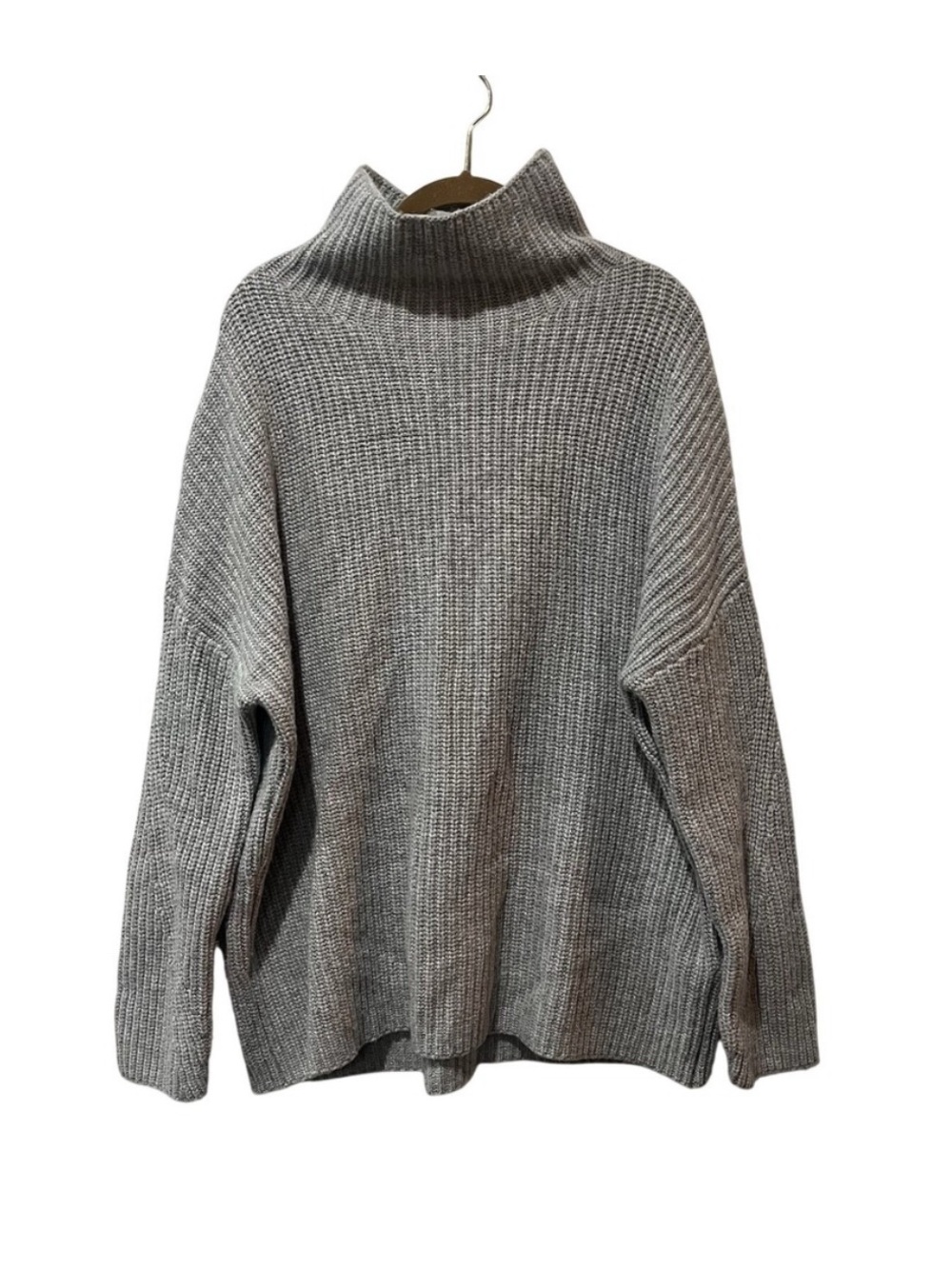 Naadam Wool Cashmere
Turtleneck Sweater Women's Small Gray Ribbed Fisherman